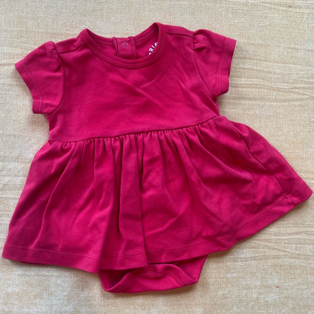 Primary, red, 3-6 month onesie dress